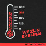 Een thermometer driekwart gevuld met de tekst "We zijn er bijna!"
